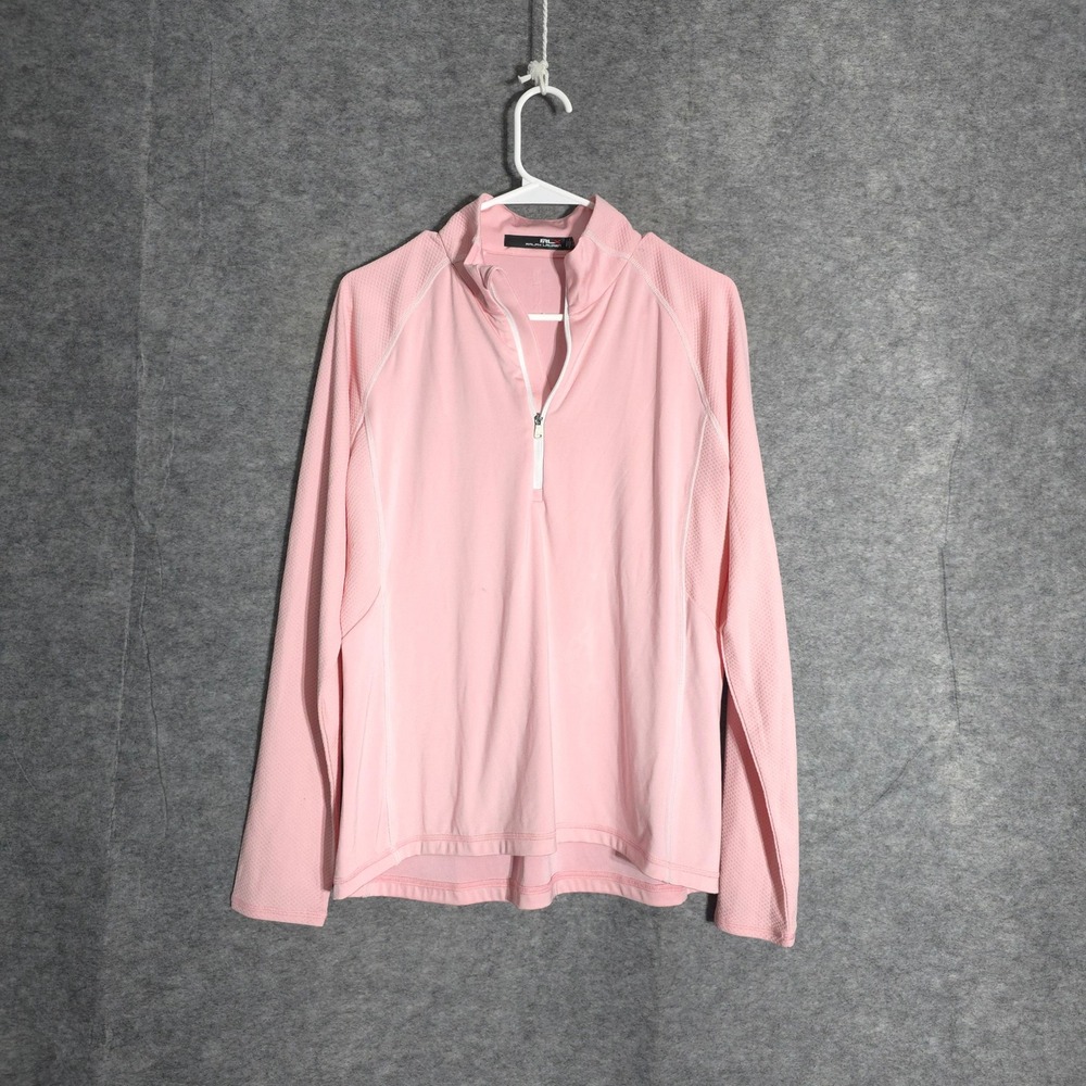 RLX Ralph Lauren Pullover Womens L Pink Quarter Zip Mesh Panel Active Golf Top